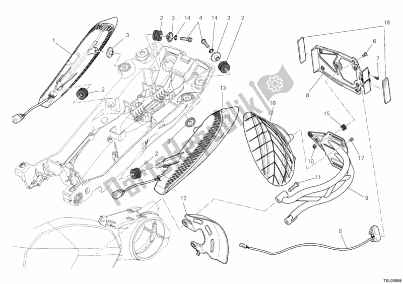 Toutes les pièces pour le Support De Plaque D'immatriculation - Feu Arrière du Ducati Diavel USA 1200 2012